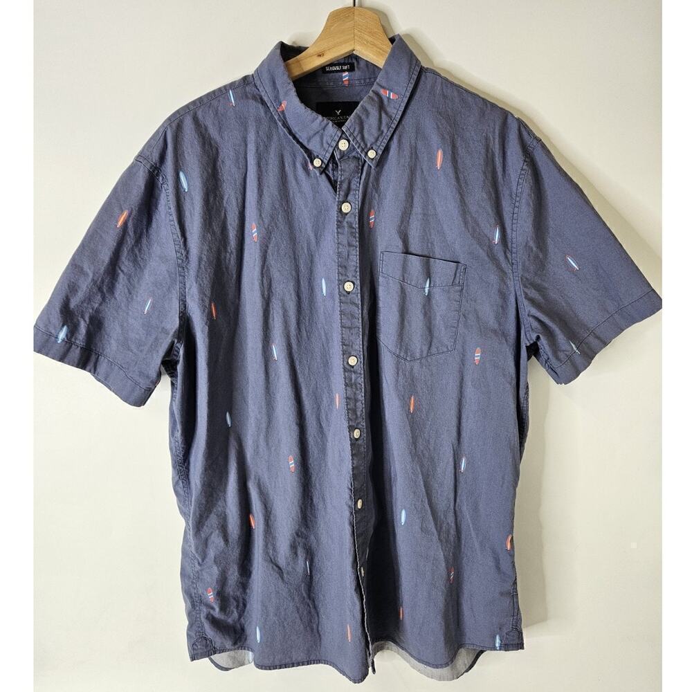 American Eagle AE Men’s Button-Up Short-Sleeve Surfboard Shirt Sz XL Soft